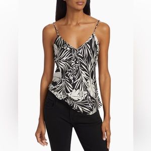 NWOT FRAME Palm-Printed V-Neck Cami in 100% Washable Silk Size Large